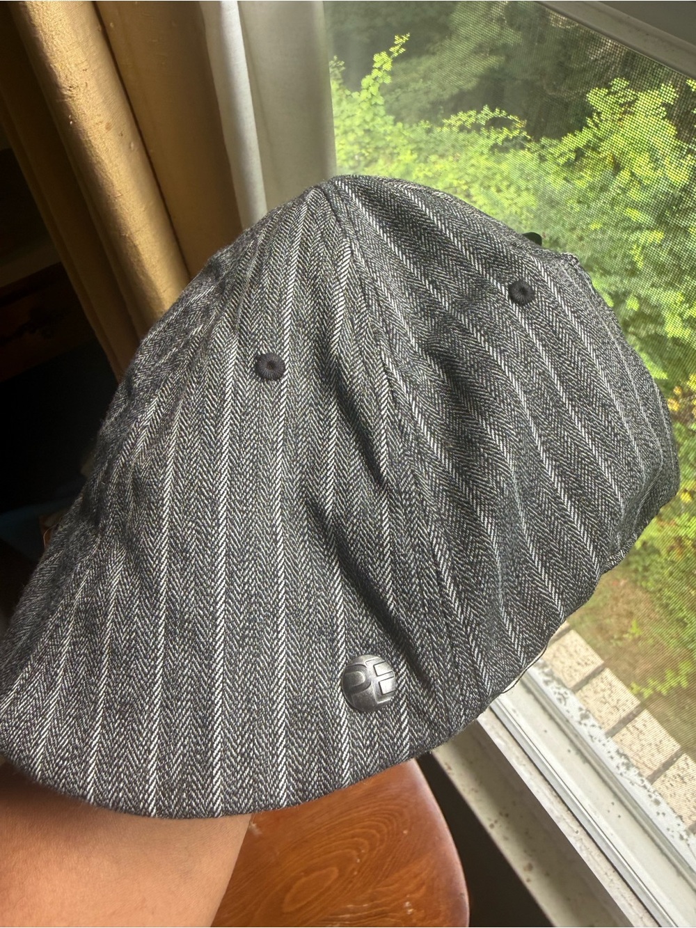 Perry Ellis Gray & Black Herringbone Newsboy Cap
